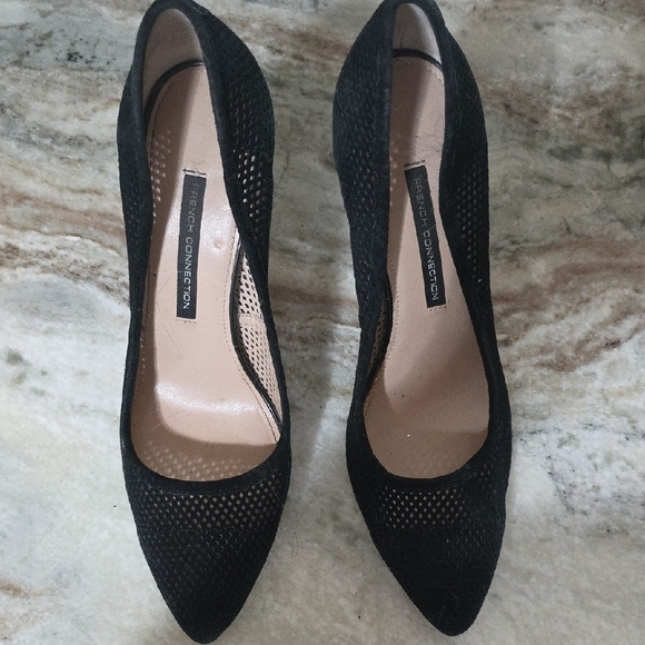 French Connection Black Mesh Heels - Picture 1 of 4